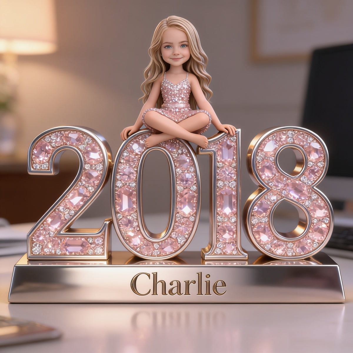 Personalized Little Girl 2018 Custom Shaped Acrylic Plaque Birthday Gift for Daughter Granddaughter Niece