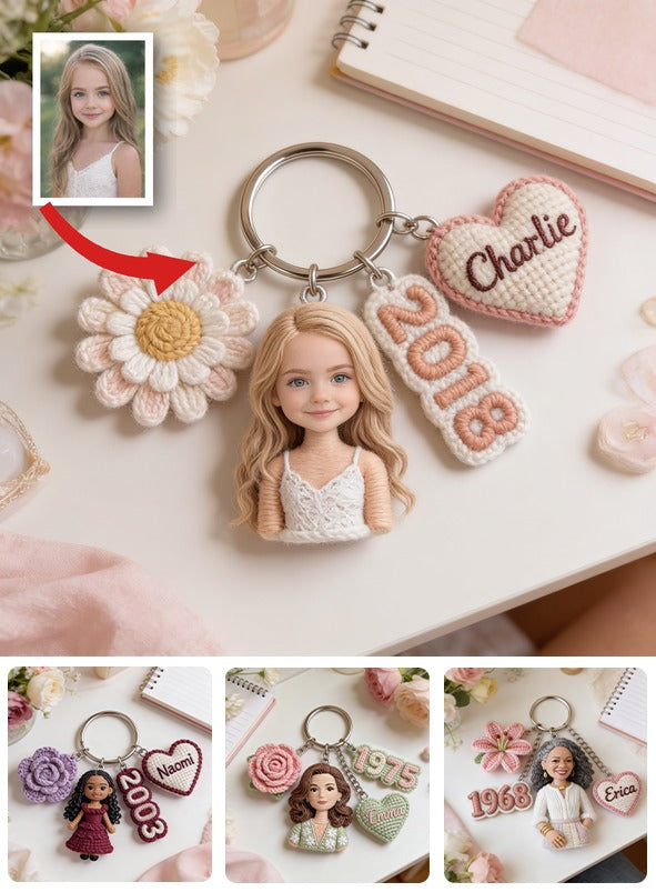 Personalized Birthday Little Girl Keychain, Custom Gift for Daughter Granddaughter Niece