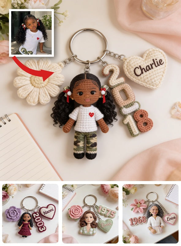 Personalized Birthday Black Little Girl Keychain Daughter Granddaughter Niece Gift