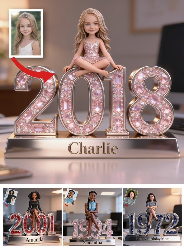 Personalized Little Girl 2018 Custom Shaped Acrylic Plaque Birthday Gift for Daughter Granddaughter Niece