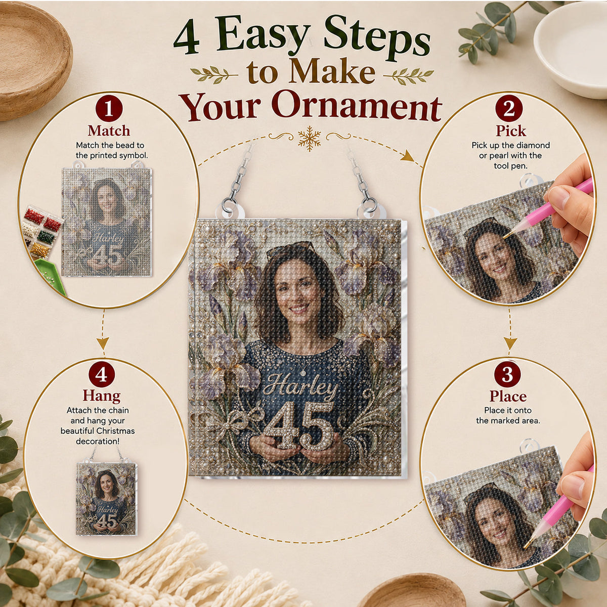 Personalized 25th Birthday Woman Diamond Painting Ornament Kit Gift for Her