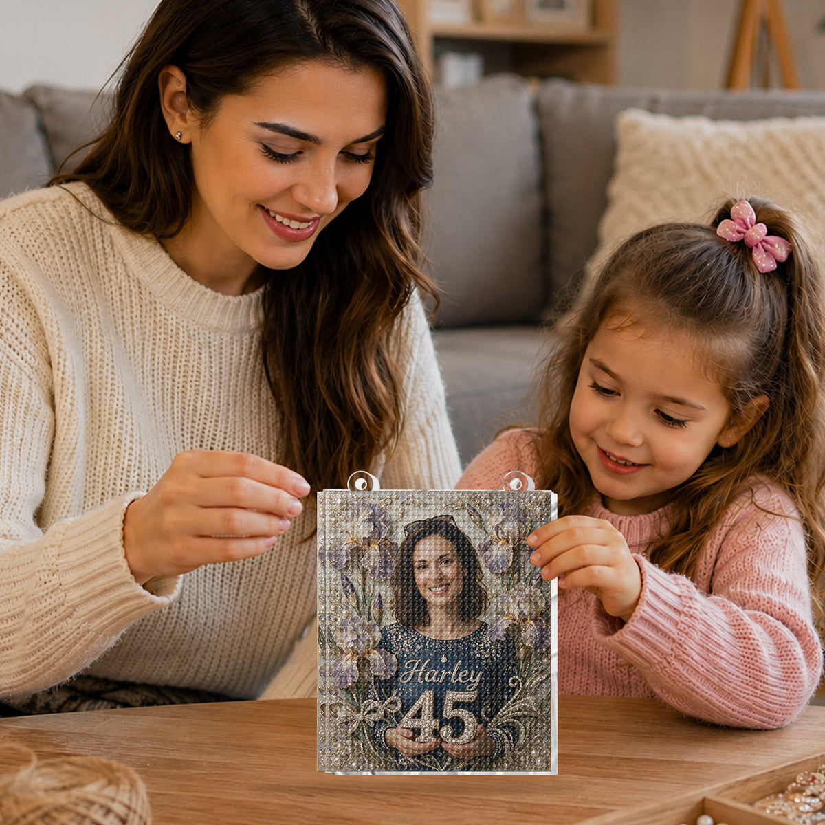 Personalized Birthday Black Little Girl Diamond Painting Ornament Kit, Gift for Daughter Granddaughter Niece