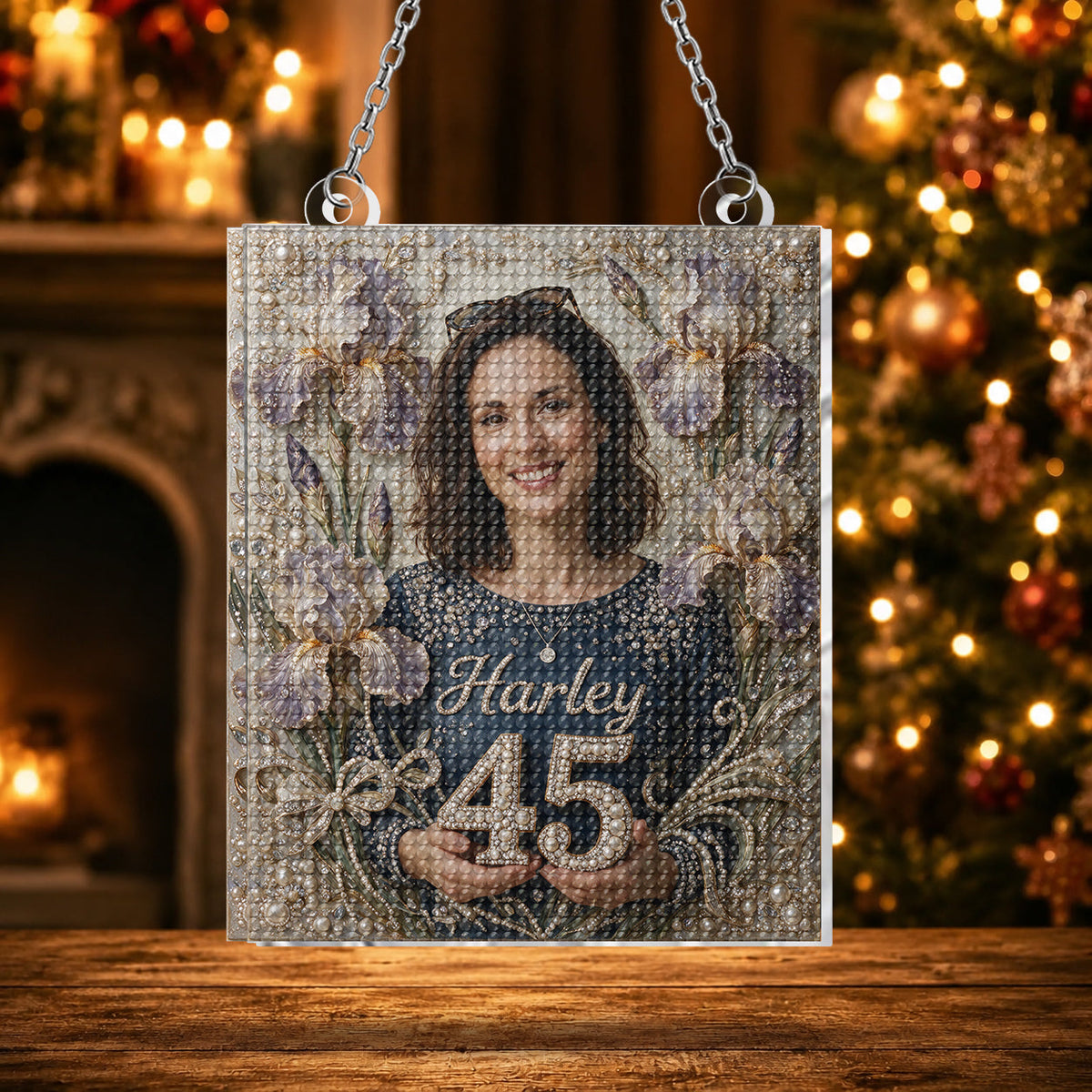 Personalized 70th Birthday Older Latina Woman Diamond Painting Ornament Kit, Grandma Gift