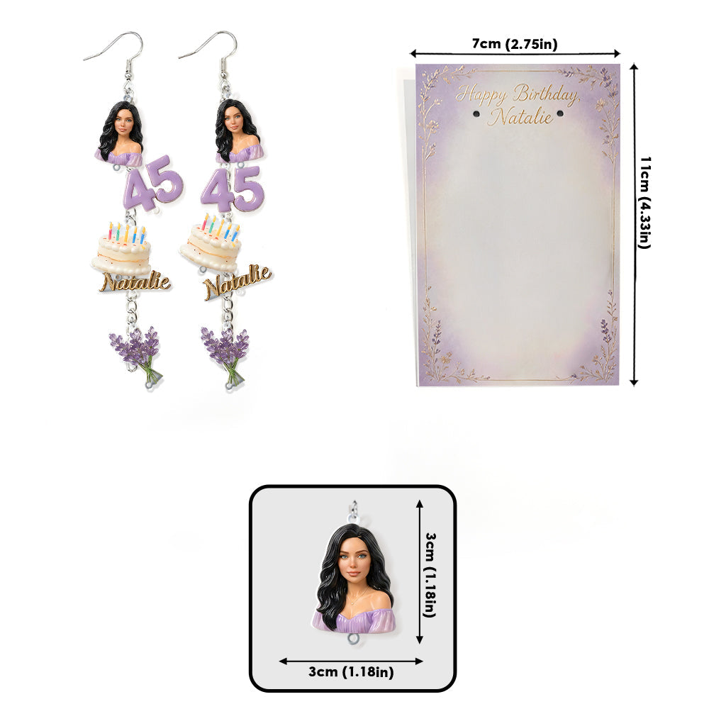 Personalized 70th Birthday Older Woman Earrings with Display Card, Mom Grandma Wife Gift