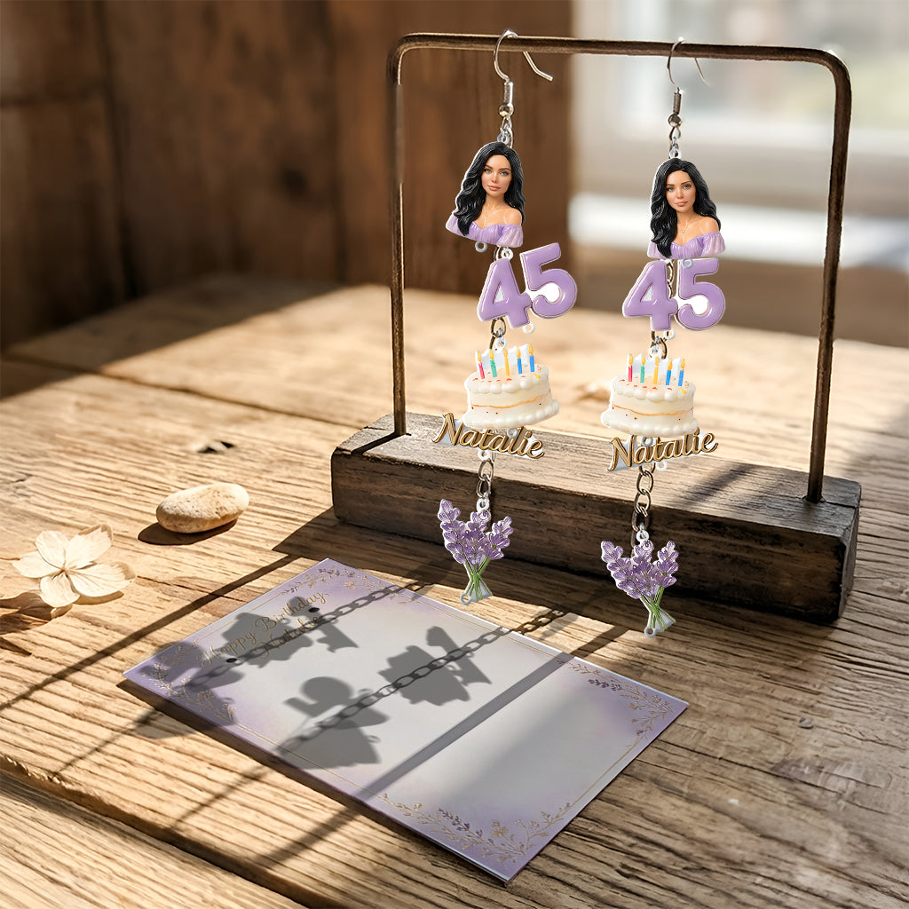 Personalized Birthday Little Girl Earrings with Display Card, Gift for Daughter Granddaughter Niece