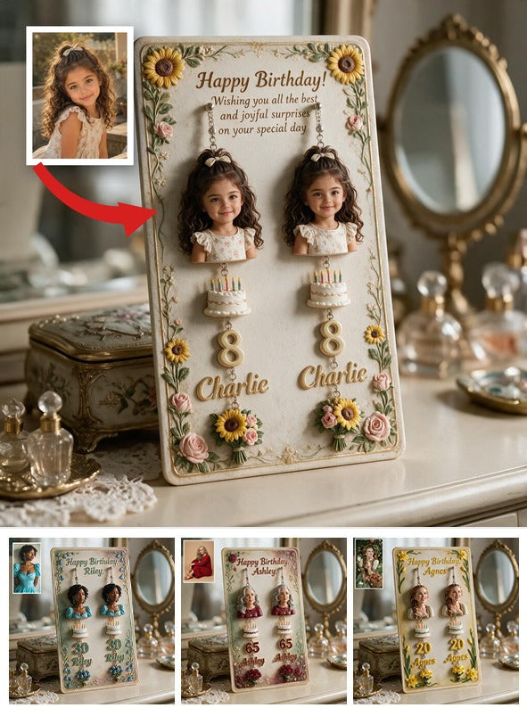 Personalized Birthday Latina Little Girl Earrings with Display Card, Gift for Daughter Granddaughter Niece