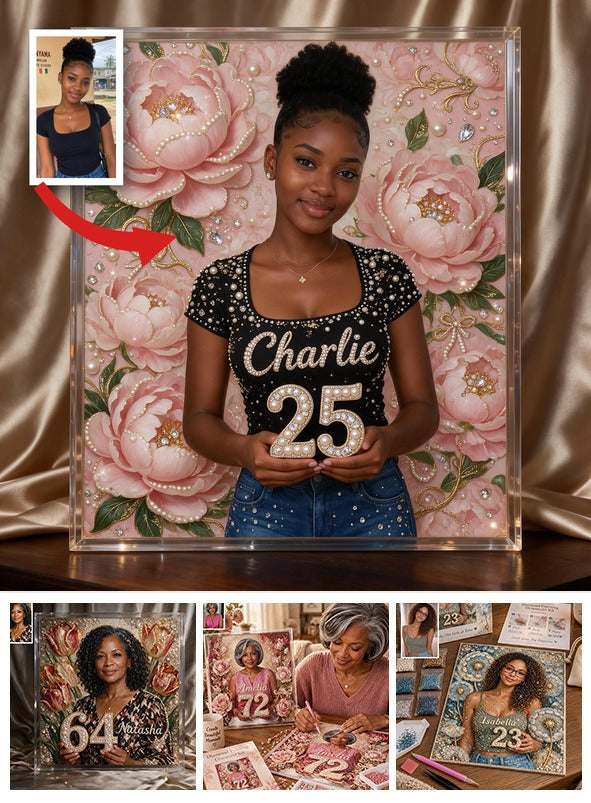 Personalized 25th Birthday Black Woman Diamond Painting Ornament Kit Gift for Her