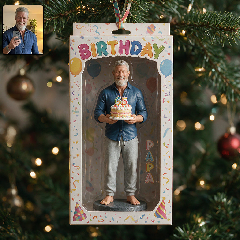 Personalized 70th Birthday Older Black Man Ornament, Gift for Dad Grandpa Husband