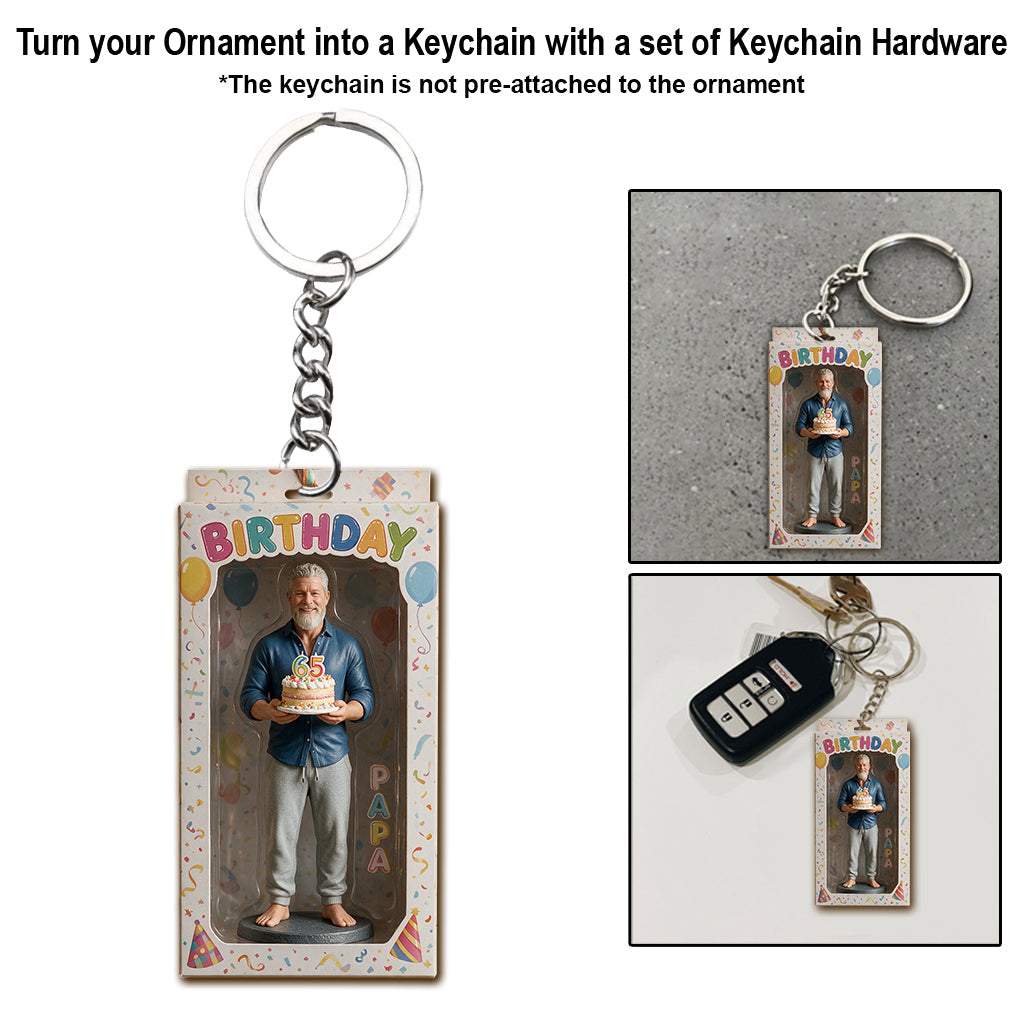 Personalized 70th Birthday Older Black Man Ornament, Gift for Dad Grandpa Husband