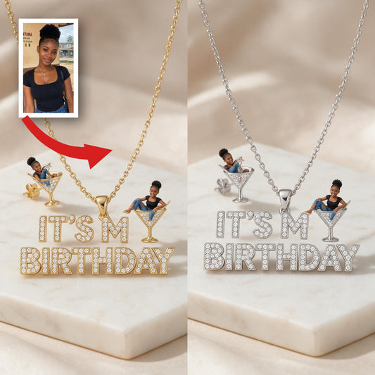 Personalized 21st Birthday Black Woman Pendant Necklace & Stud Earrings Set