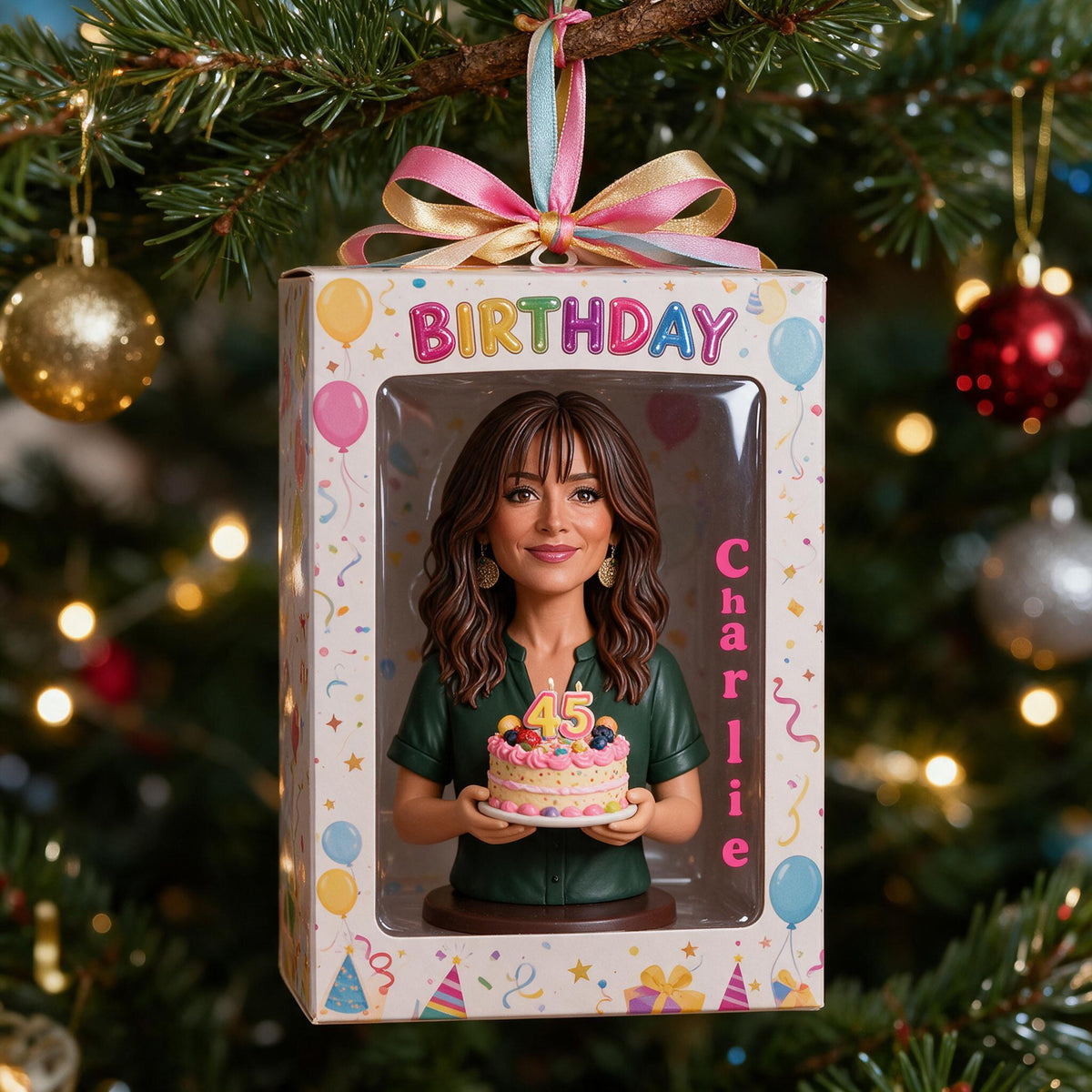 Personalized 45th Birthday Middle-Aged Latina Woman Keepsake Ornament
