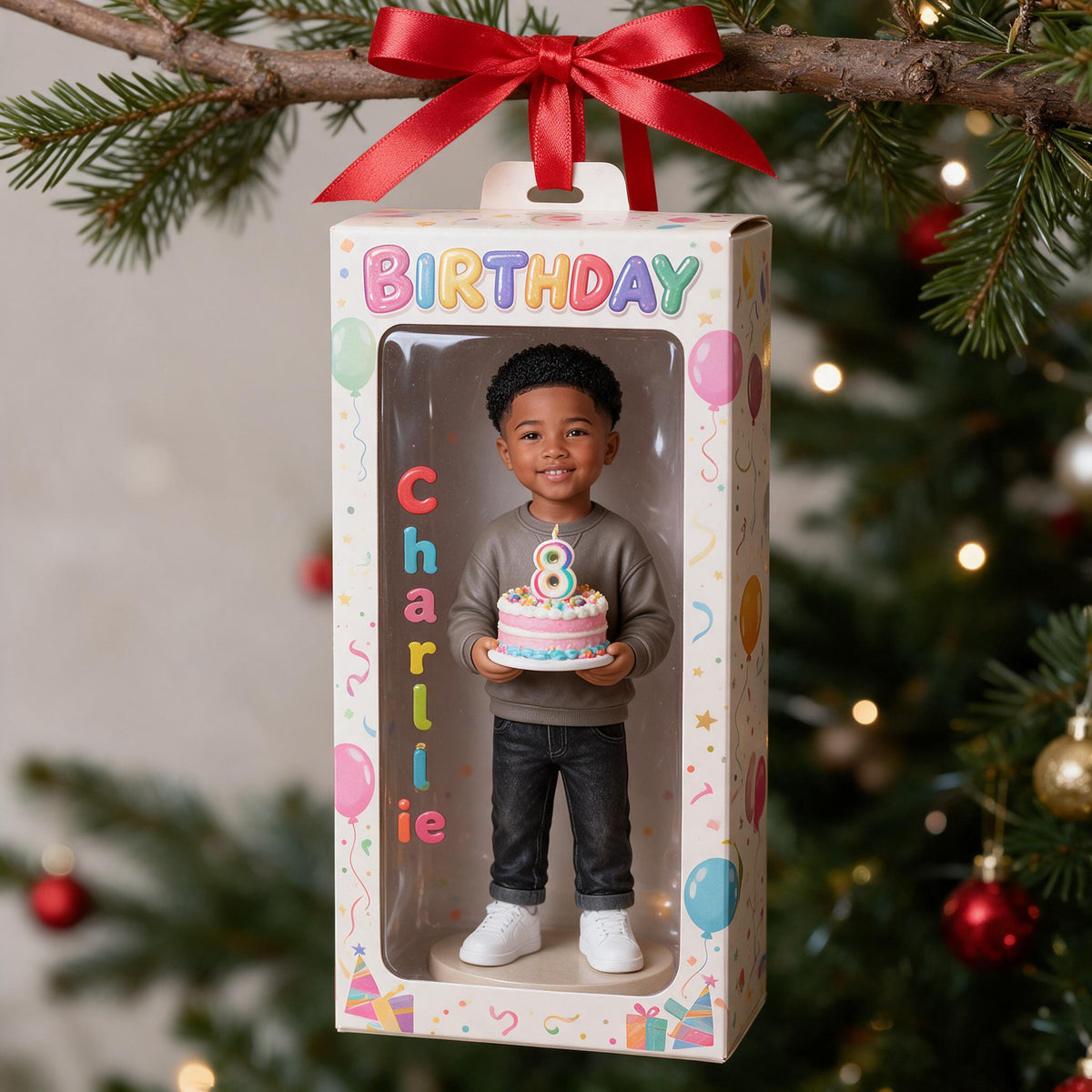 Personalized Birthday Black Little Boy Ornament Son Grandson Nephew Gift