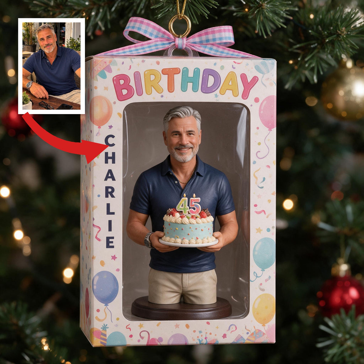 Personalized 45th Birthday Middle-Aged Man Ornament Gift for Dad Grandpa