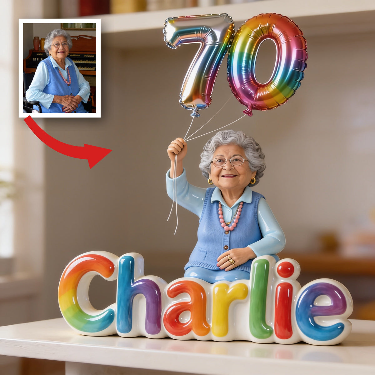 Personalized 70th Birthday Older Latina Woman Custom Acrylic Plaque Gift