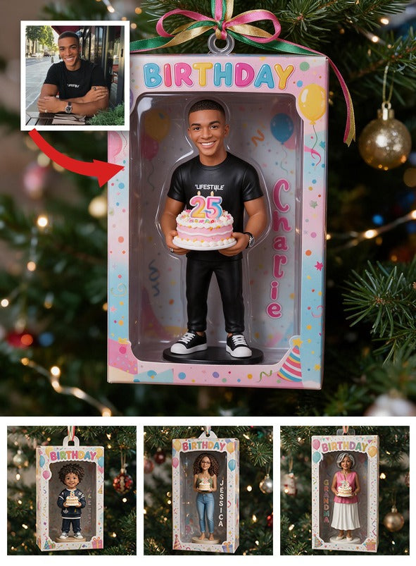 Personalized 25th Birthday Black Man Ornament, Gift for Him