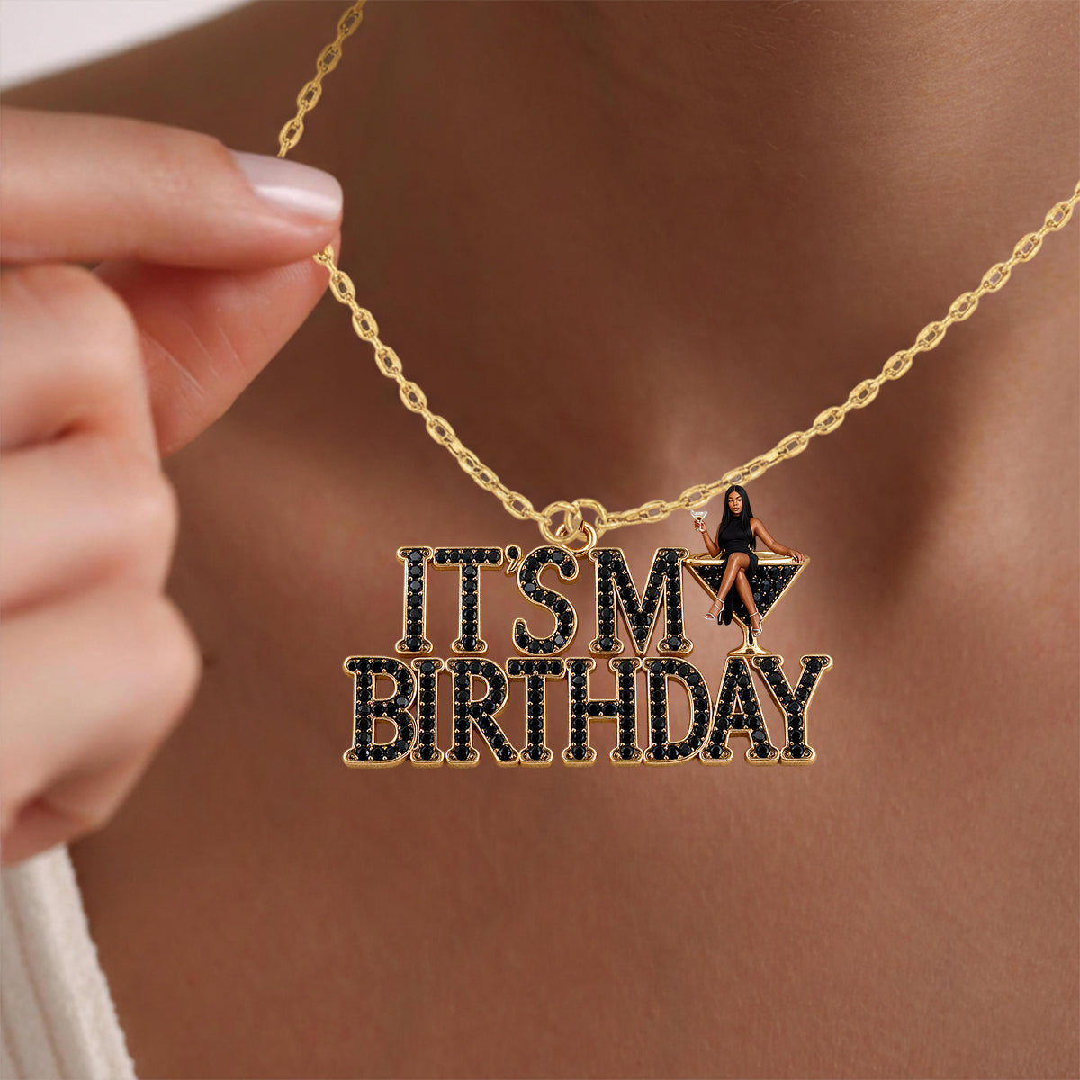 Personalized 50th Birthday Middle-Aged Latina Woman Pendant Necklace & Stud Earrings Set