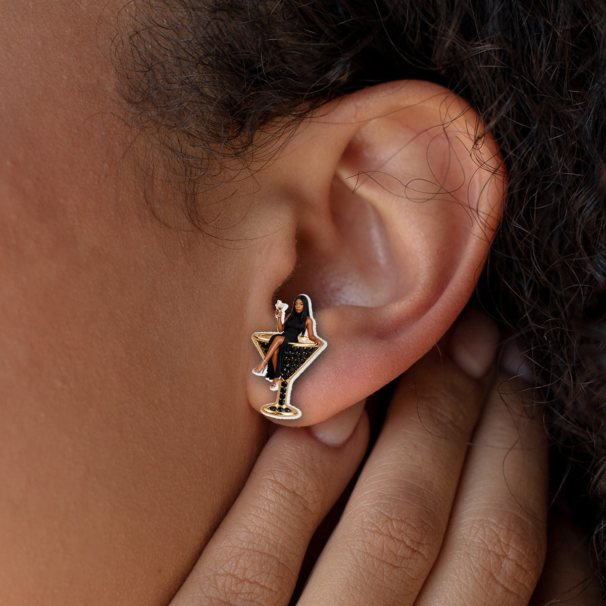 Personalized 50th Birthday Middle-Aged Latina Woman Pendant Necklace & Stud Earrings Set