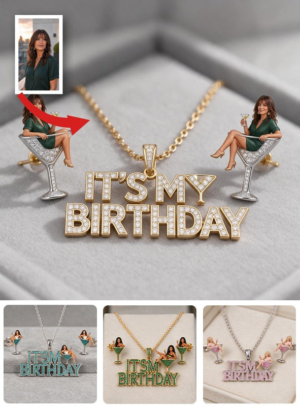 Personalized 50th Birthday Middle-Aged Latina Woman Pendant Necklace & Stud Earrings Set