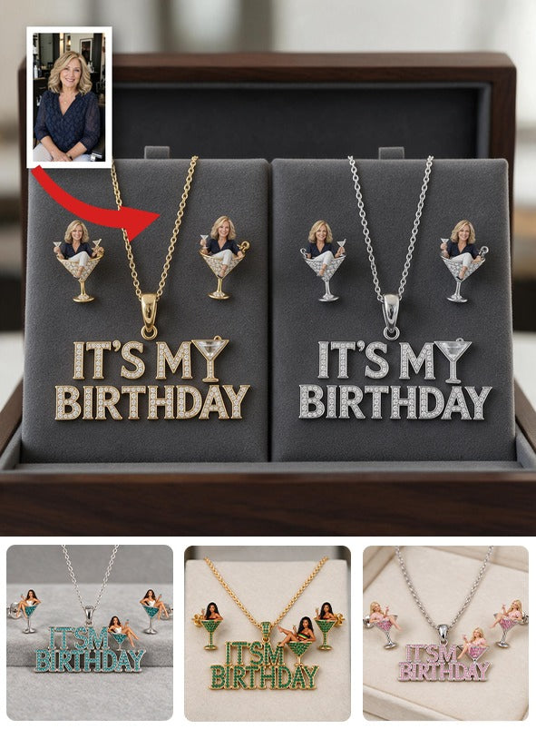Personalized 50th Birthday Middle-Aged Woman Pendant Necklace & Stud Earrings