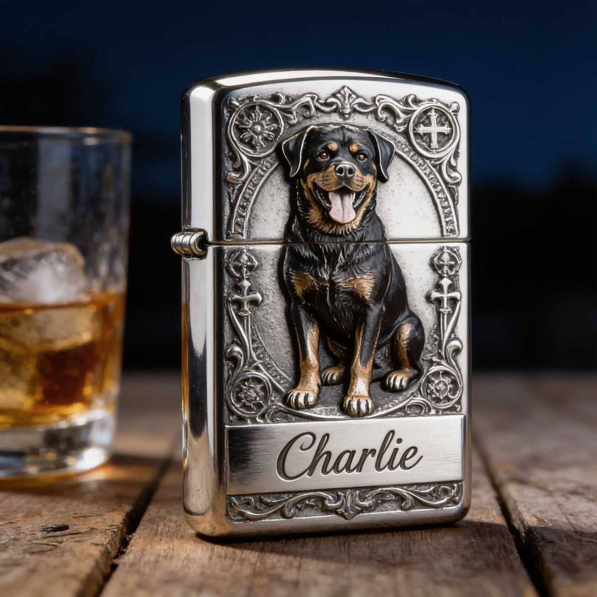 Personalized Black and Tan Adult Rottweiler Lighter Pet Owner Keepsake Gift