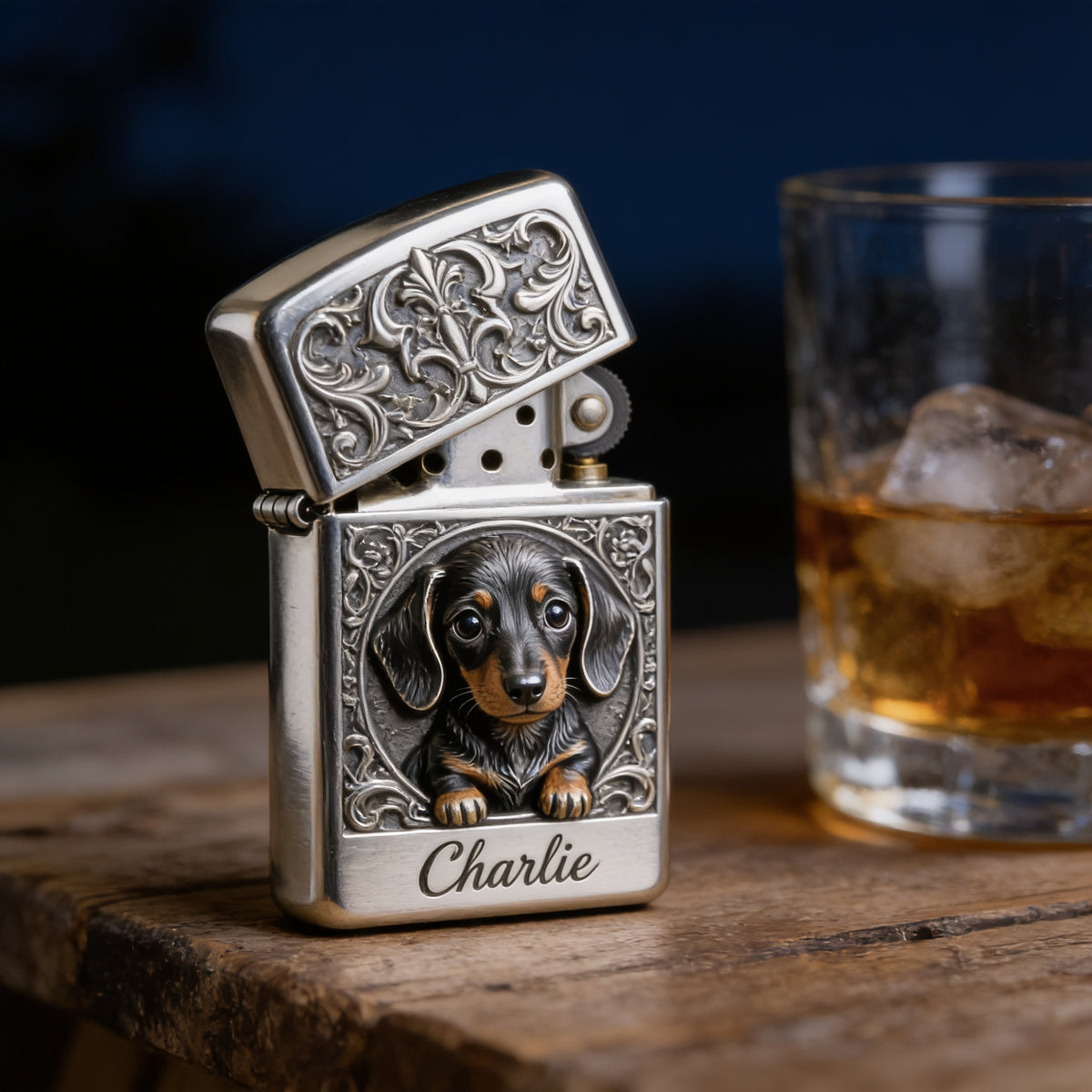 Personalized Black and Tan Dachshund Puppy Lighter Pet Lover Keepsake Gift