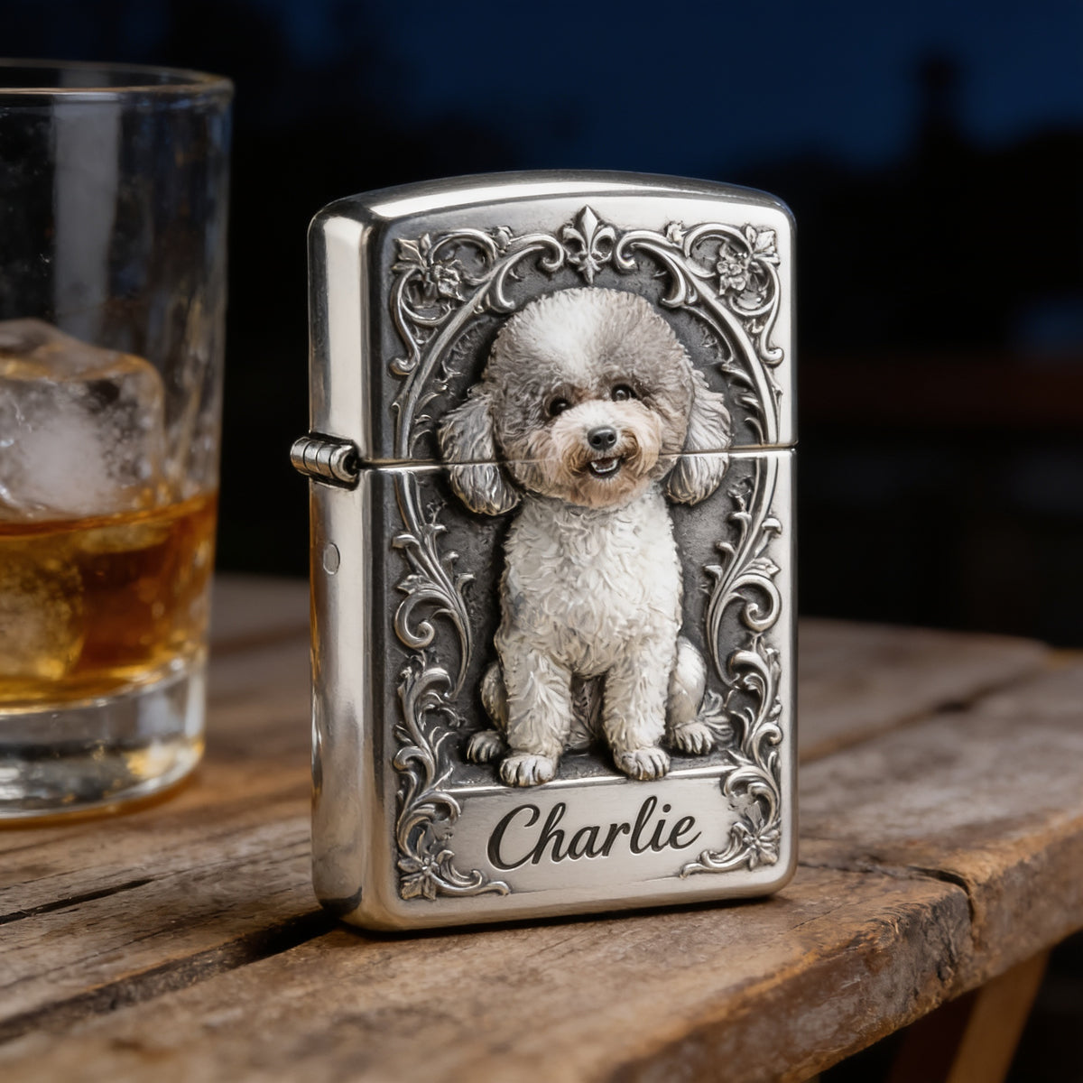 Personalized Curly Fur Poodle Lighter Custom Pet Dog Owner Gift