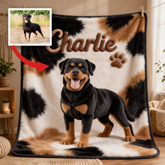 Personalized Adult Black and Tan Rottweiler Pet Blanket Dog Lover Gift
