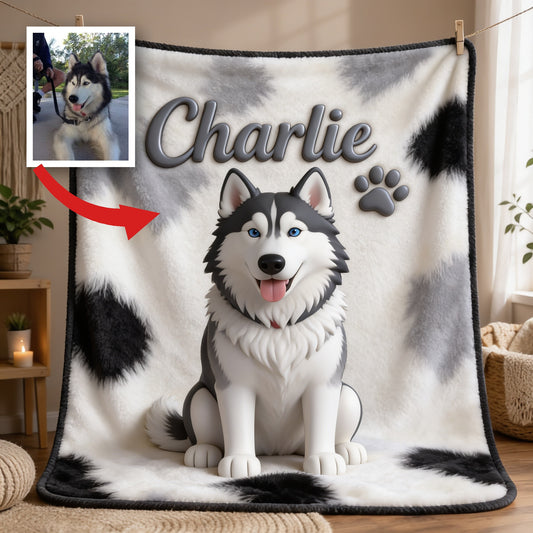 Personalized Siberian Husky 2010-2024 Soft Pet Blanket Gift for Dog Owners