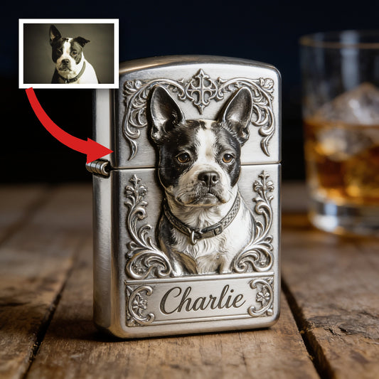 Personalized Black and White Boston Terrier Lighter Pet Owner Gift