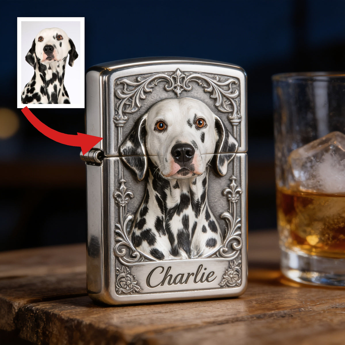 Personalized Black and White Dalmatian Lighter Custom Pet Owner Gift