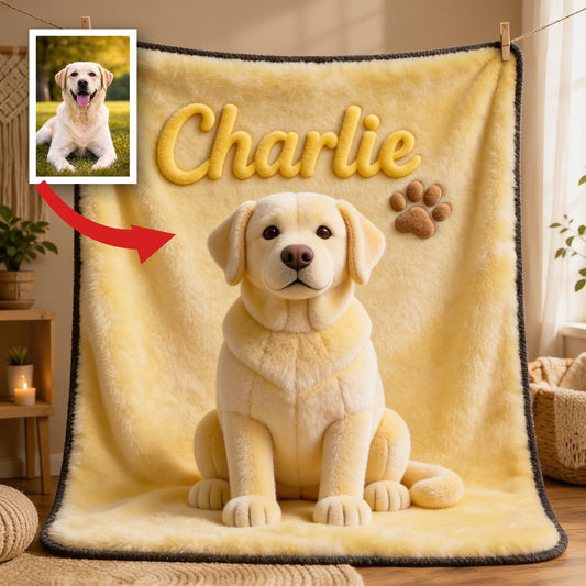 Personalized Adult Yellow Labrador Retriever Pet Blanket Dog Lover Gift