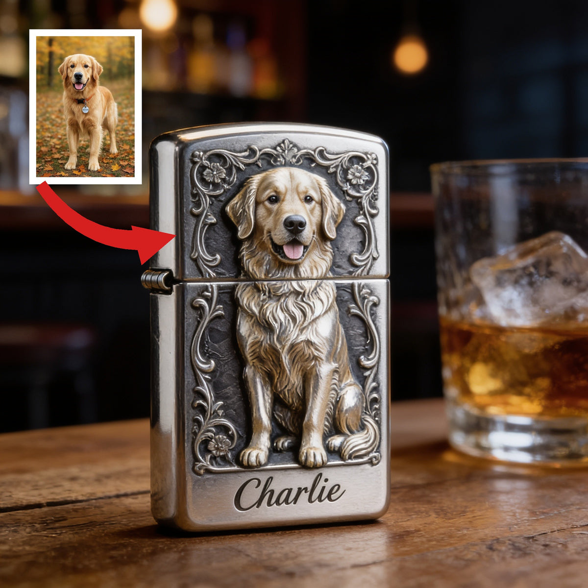 Personalized Adult Golden Retriever Lighter Custom Pet Gift