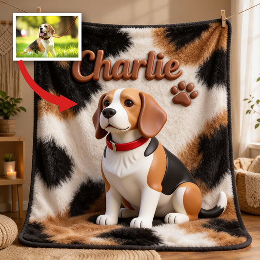 Personalized Tricolor Adult Beagle Dog Blanket Pet Lover Gift