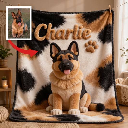 Personalized Black and Tan German Shepherd Dog Blanket Pet Gift