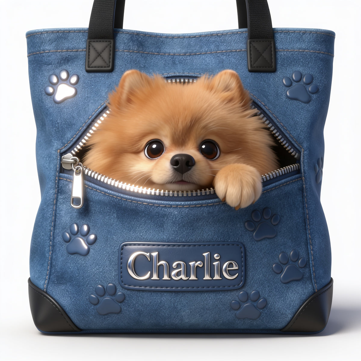 Personalized Fluffy Golden Tan Pomeranian Tote Bag Dog Lover Gift