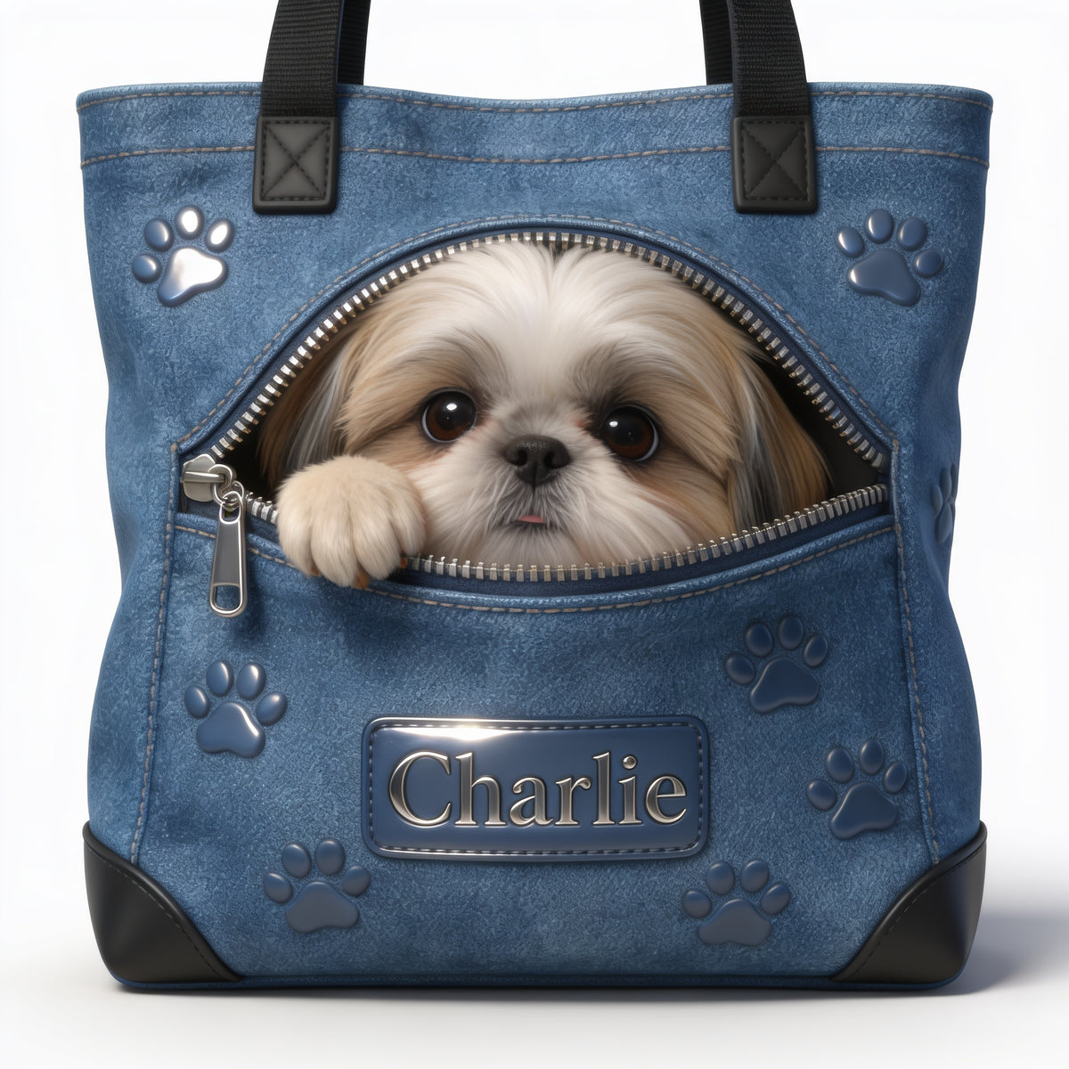 Personalized Fluffy Shih Tzu Tote Bag Dog Lover Gift