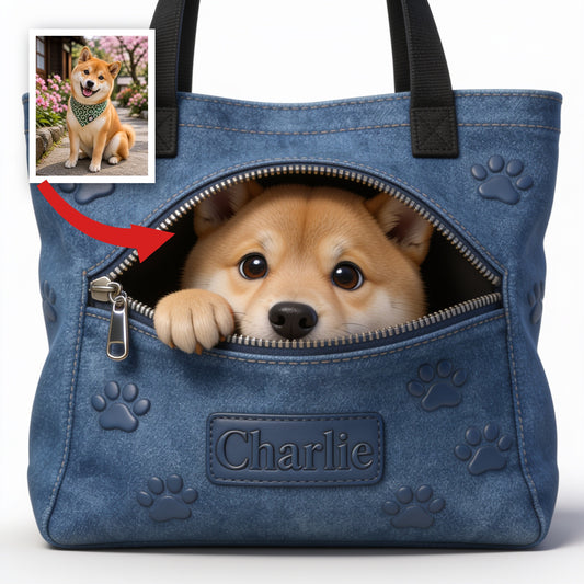 Personalized Tan and White Shiba Inu Tote Bag Dog Lover Gift