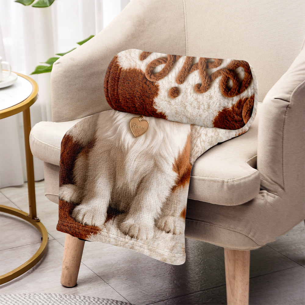Personalized Fluffy Golden Tan Pomeranian Pet Blanket Dog Lover Gift