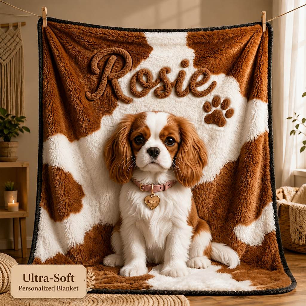 Personalized Fawn White Chihuahua Puppy Pet Blanket Dog Lover Gift