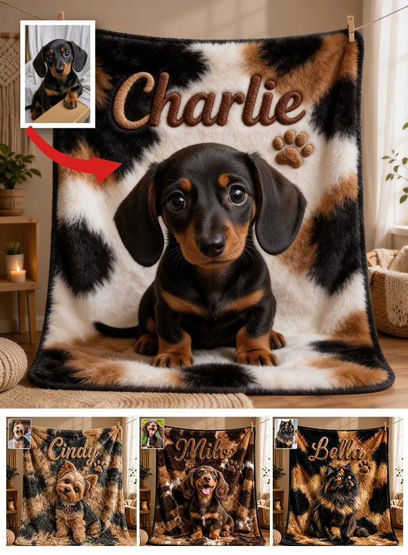 Personalized Black and Tan Dachshund Puppy Dog Blanket Pet Owner Gift