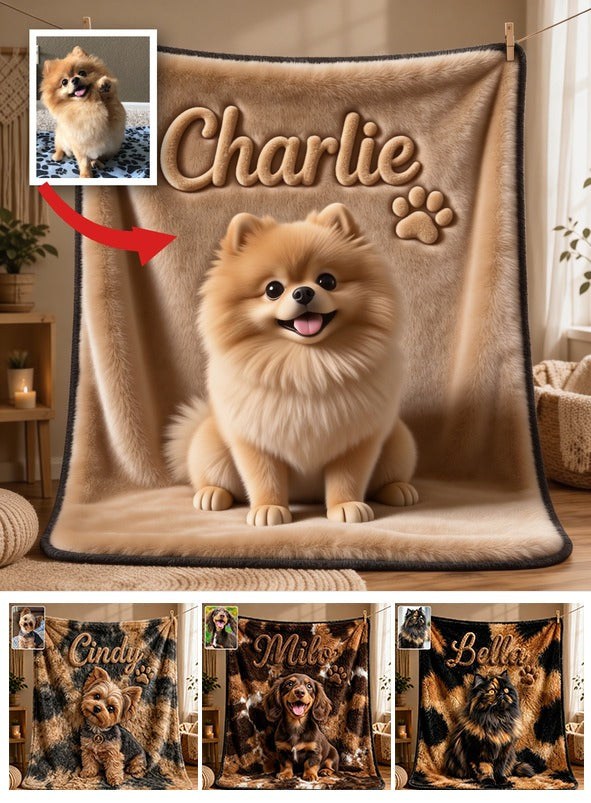 Personalized Fluffy Golden Tan Pomeranian Pet Blanket Dog Lover Gift