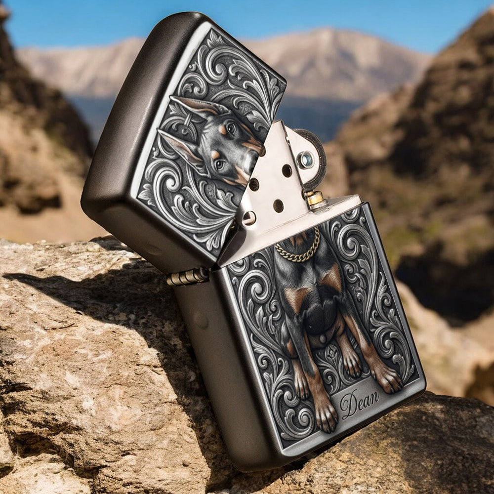 Personalized Black & White Border Collie Lighter Custom Pet Gift