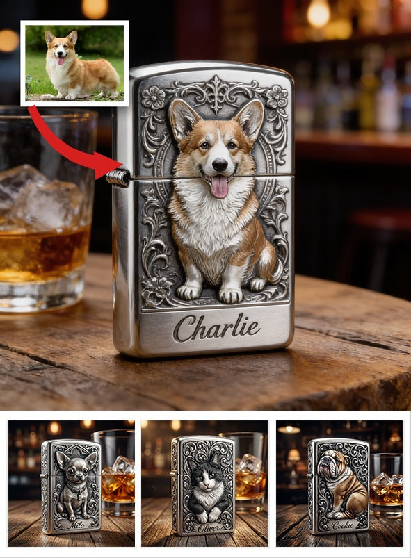 Personalized Tan & White Adult Pembroke Welsh Corgi Lighter Pet Lover Gift