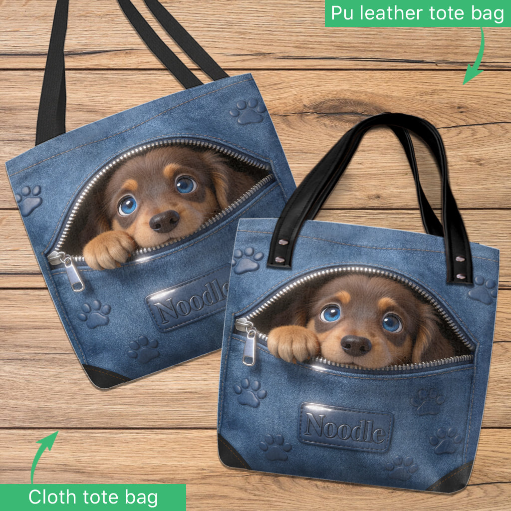 Personalized Fawn Pug Puppy Tote Bag Dog Lover Gift