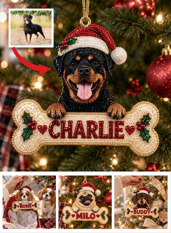 Personalized Christmas Black and Tan Adult Rottweiler Diamond Painting Ornament Kit