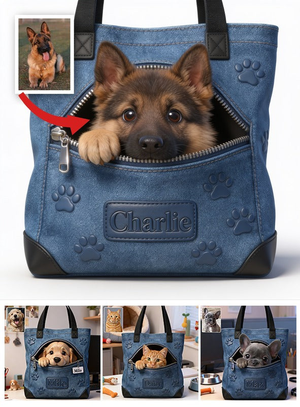 Personalized Black and Tan German Shepherd Tote Bag Dog Lover Gift
