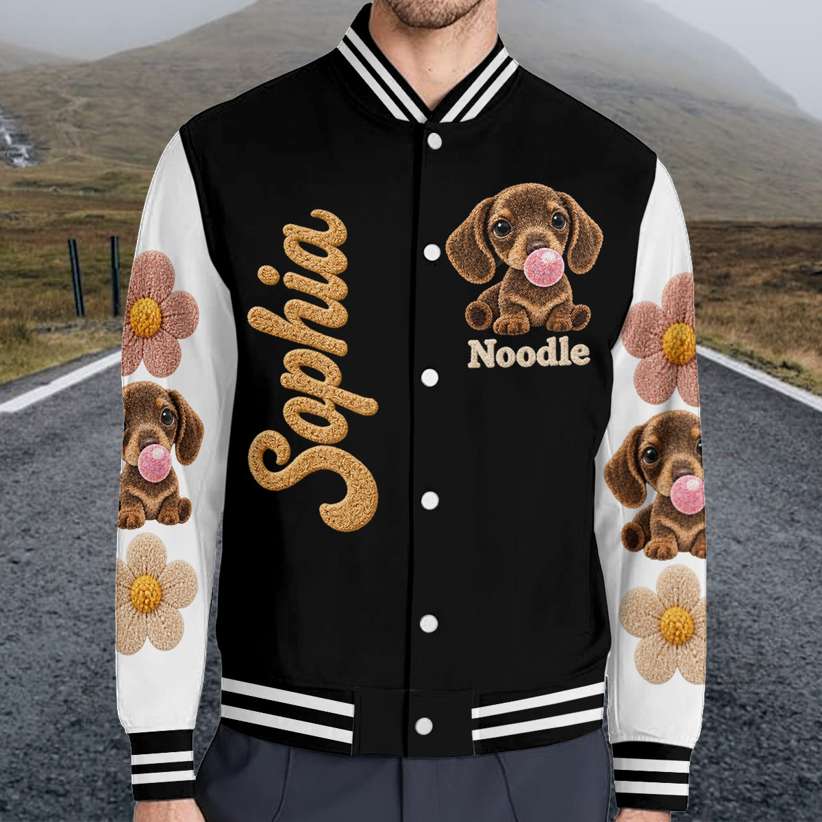 Personalized Tan & White Adult Shiba Inu Varsity Jacket Dog Owner Gift