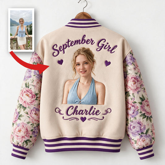 Personalized Woman Floral Varsity Jacket Gift for Wife Girlfriend Daughter