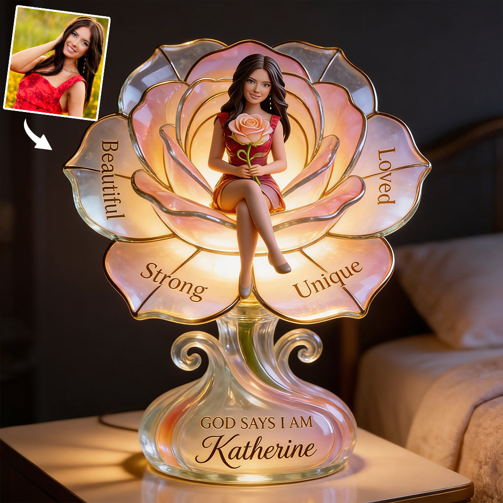 Personalized Older Woman Acrylic LED Night Light Gift for Grandma Mom Wife