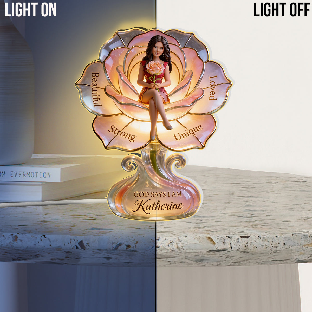 Personalized Older Latina Woman Acrylic LED Night Light, Grandma Mom Self Love Gift